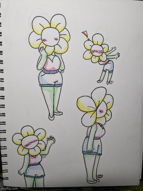 Flower girl objecthead oc | image tagged in oc,flower,art,drawings | made w/ Imgflip meme maker