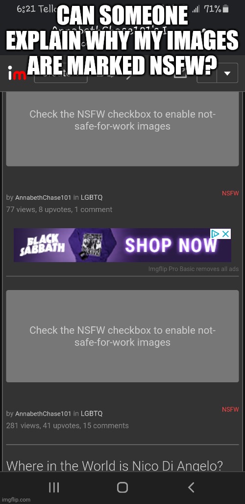 Please help mods (SF: I'll take a look at them. Maybe you accidentally marked them NSFW) | CAN SOMEONE EXPLAIN WHY MY IMAGES ARE MARKED NSFW? | made w/ Imgflip meme maker