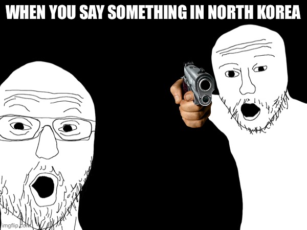 north korea be like | WHEN YOU SAY SOMETHING IN NORTH KOREA | image tagged in a,b,c,d,e,f | made w/ Imgflip meme maker