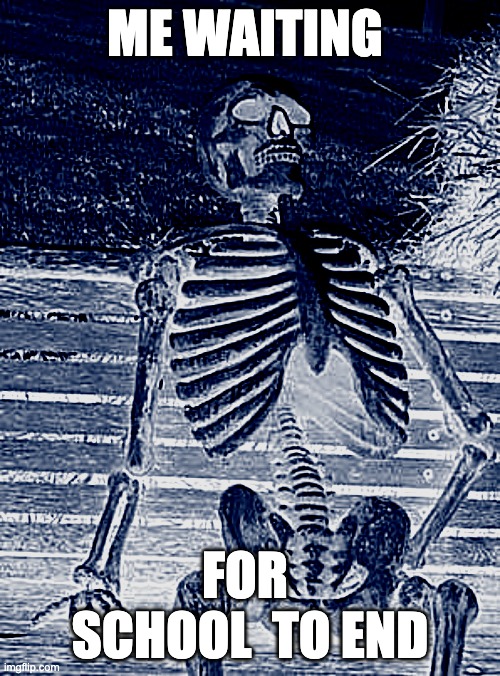its summer, guys. no more waiting | ME WAITING; FOR  SCHOOL  TO END | image tagged in memes,waiting skeleton | made w/ Imgflip meme maker