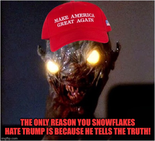 CHUD | THE ONLY REASON YOU SNOWFLAKES HATE TRUMP IS BECAUSE HE TELLS THE TRUTH! | image tagged in chud | made w/ Imgflip meme maker