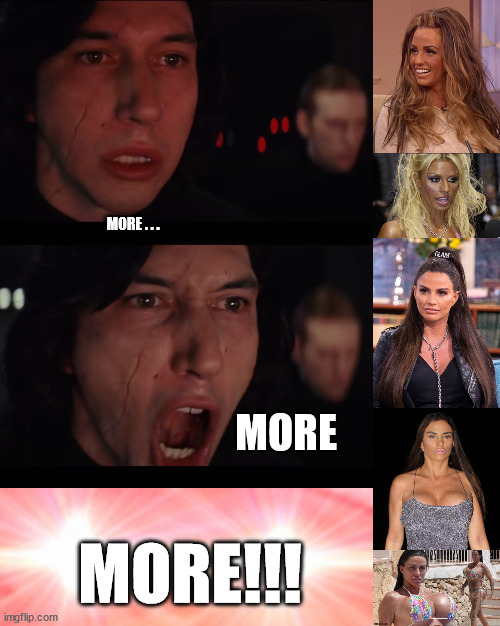 Thats kinda disgusting tbh | MORE . . . MORE; MORE!!! | image tagged in more,kylo ren,plastic surgery,less is more,spending money to ruin your life | made w/ Imgflip meme maker