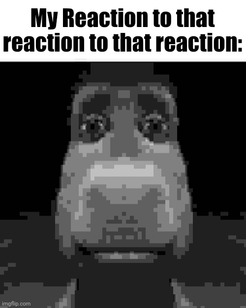 Donkey staring | My Reaction to that reaction to that reaction: | image tagged in donkey staring | made w/ Imgflip meme maker