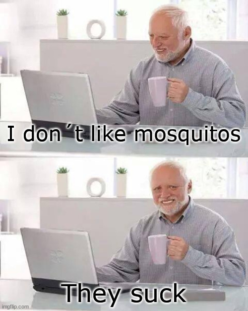 Same goes for vampires... | I don´t like mosquitos; They suck | image tagged in memes,hide the pain harold | made w/ Imgflip meme maker