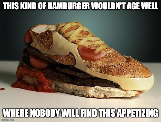 Shoeburger | THIS KIND OF HAMBURGER WOULDN'T AGE WELL; WHERE NOBODY WILL FIND THIS APPETIZING | image tagged in food,hamburger,memes | made w/ Imgflip meme maker