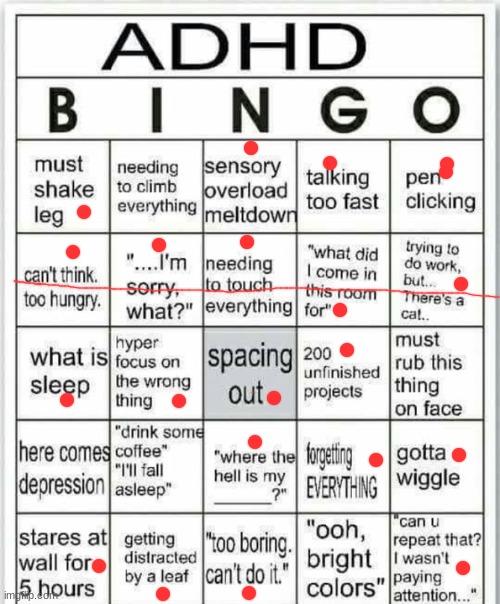 BINGO :D | image tagged in adhd bingo | made w/ Imgflip meme maker