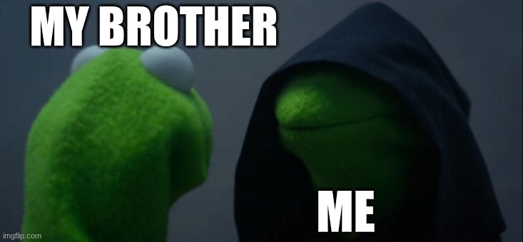 Evil Kermit | MY BROTHER; ME | image tagged in memes,evil kermit | made w/ Imgflip meme maker