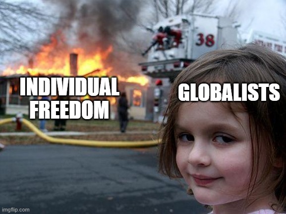 Globalists Vs Individualists | GLOBALISTS; INDIVIDUAL
FREEDOM | image tagged in globalism,democratic socialism,communism,banks,finance,politics | made w/ Imgflip meme maker