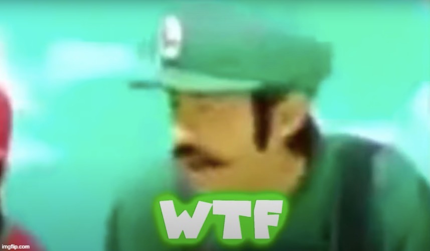 Luigi: Mario WTF?! | image tagged in luigi mario wtf | made w/ Imgflip meme maker