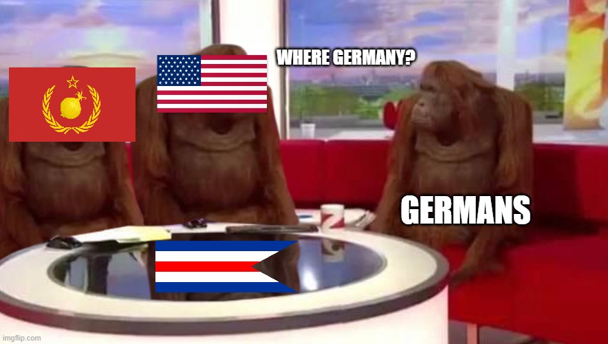 Where Germans - German Fan | WHERE GERMANY? GERMANS | image tagged in where monkey | made w/ Imgflip meme maker