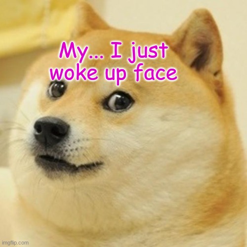 Doge | My... I just woke up face | image tagged in memes,doge | made w/ Imgflip meme maker