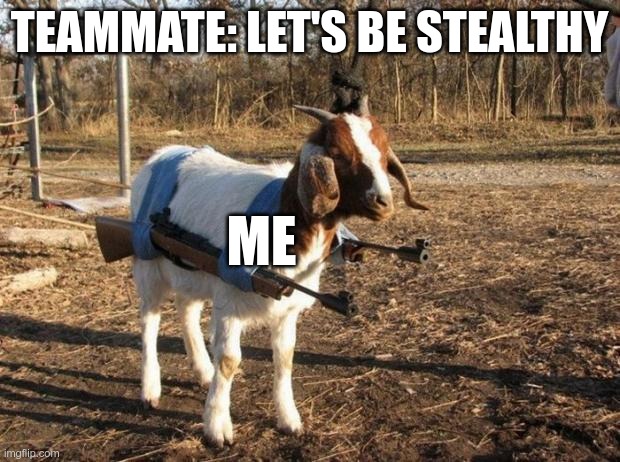 ISIS STEALTH WEAPON | TEAMMATE: LET'S BE STEALTHY; ME | image tagged in isis stealth weapon | made w/ Imgflip meme maker