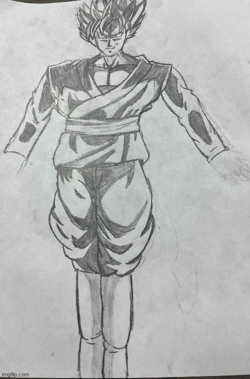 its not done yet(hands are hard to draw) and I need to color but how is It so far? | image tagged in art,dragon ball z | made w/ Imgflip meme maker