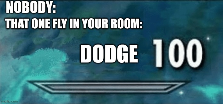 so annoying | NOBODY:; THAT ONE FLY IN YOUR ROOM:; DODGE | image tagged in skyrim skill meme | made w/ Imgflip meme maker