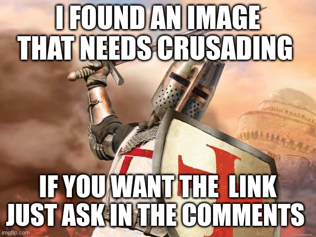 crusader | I FOUND AN IMAGE THAT NEEDS CRUSADING; IF YOU WANT THE  LINK JUST ASK IN THE COMMENTS | image tagged in crusader | made w/ Imgflip meme maker