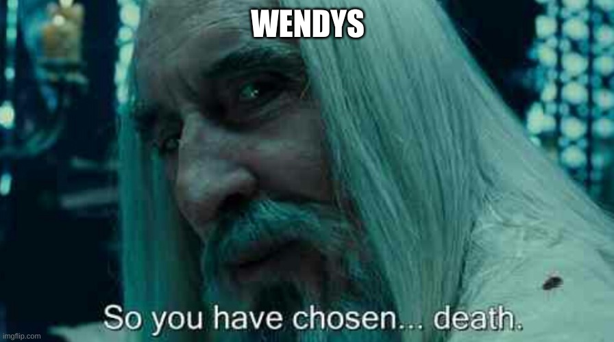 So you have chosen death | WENDYS | image tagged in so you have chosen death | made w/ Imgflip meme maker