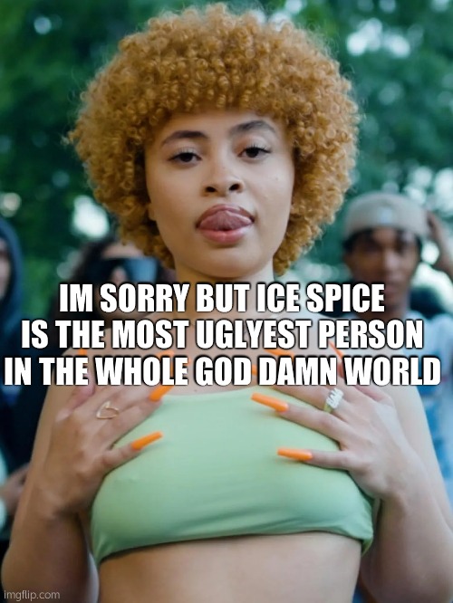 Ice spice | IM SORRY BUT ICE SPICE IS THE MOST UGLYEST PERSON IN THE WHOLE GOD DAMN WORLD | image tagged in ice spice | made w/ Imgflip meme maker