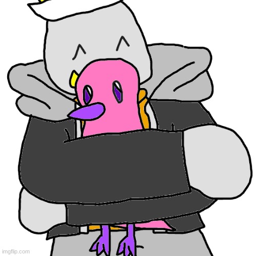 Eggy hugging a Cosmic Chick bc yes | made w/ Imgflip meme maker