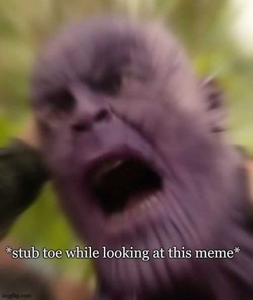 Thanos scream | *stub toe while looking at this meme* | image tagged in thanos scream | made w/ Imgflip meme maker