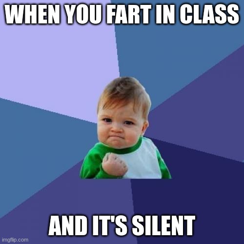 Success Kid Meme | WHEN YOU FART IN CLASS; AND IT'S SILENT | image tagged in memes,success kid,fart,hold fart,class,school | made w/ Imgflip meme maker