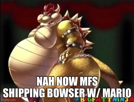 just stop | NAH NOW MFS SHIPPING BOWSER W/ MARIO | image tagged in bowser fart photo meme | made w/ Imgflip meme maker
