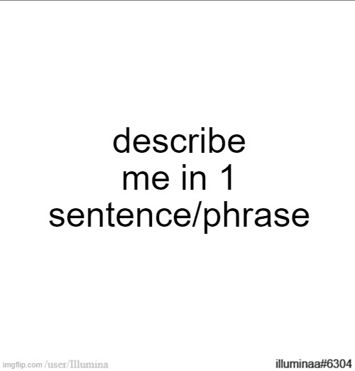 describe me in 1 sentence/phrase | made w/ Imgflip meme maker