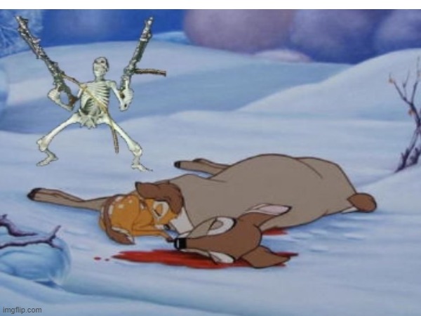 pow | image tagged in skeleton,bambi,l | made w/ Imgflip meme maker