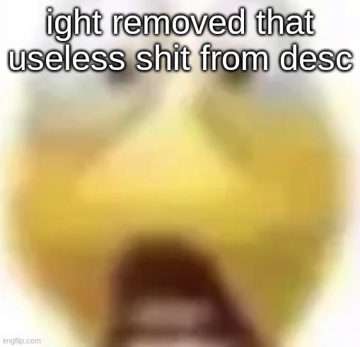 Shocked | ight removed that useless shit from desc | image tagged in shocked | made w/ Imgflip meme maker