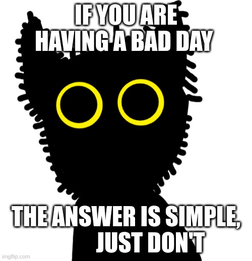 I love Qats | IF YOU ARE HAVING A BAD DAY; THE ANSWER IS SIMPLE,            JUST DON'T | image tagged in qat | made w/ Imgflip meme maker