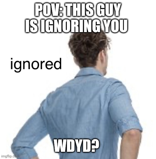 Joke rp | POV: THIS GUY IS IGNORING YOU; WDYD? | image tagged in ignored | made w/ Imgflip meme maker