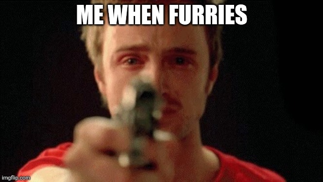 jesse pinkman pointing gun | ME WHEN FURRIES | image tagged in jesse pinkman pointing gun | made w/ Imgflip meme maker