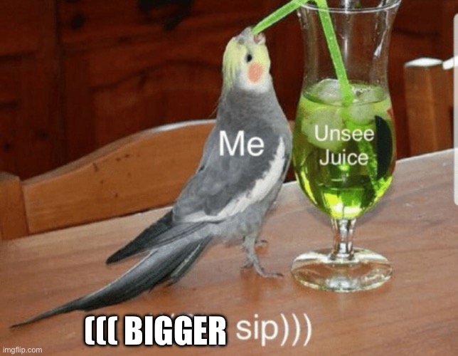 Unsee juice | ((( BIGGER | image tagged in unsee juice | made w/ Imgflip meme maker