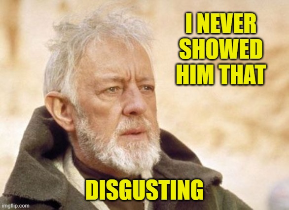 Obi Wan Kenobi Meme | I NEVER SHOWED HIM THAT DISGUSTING | image tagged in memes,obi wan kenobi | made w/ Imgflip meme maker