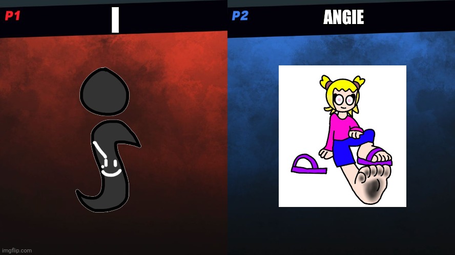 i Vs. Angie | I; ANGIE | image tagged in smash bros 1v1 screen template | made w/ Imgflip meme maker