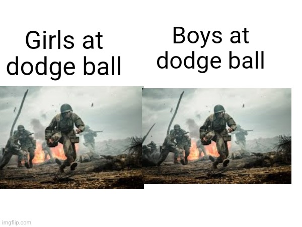 Boys at dodge ball Girls at dodge ball | made w/ Imgflip meme maker