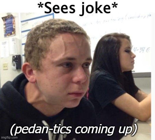 Excuse me sir/madam. As I didn't find this joke amusing, let me point something out ... | *Sees joke*; (pedan-tics coming up) | image tagged in funny,jokes | made w/ Imgflip meme maker