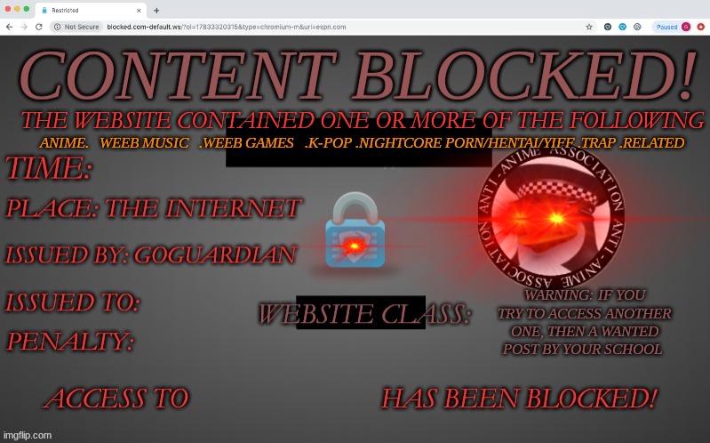 High Quality gogaudian custom block screen Blank Meme Template