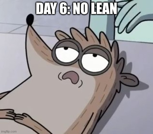 no lean | DAY 6: NO LEAN | image tagged in rigby,regular show,no lean | made w/ Imgflip meme maker