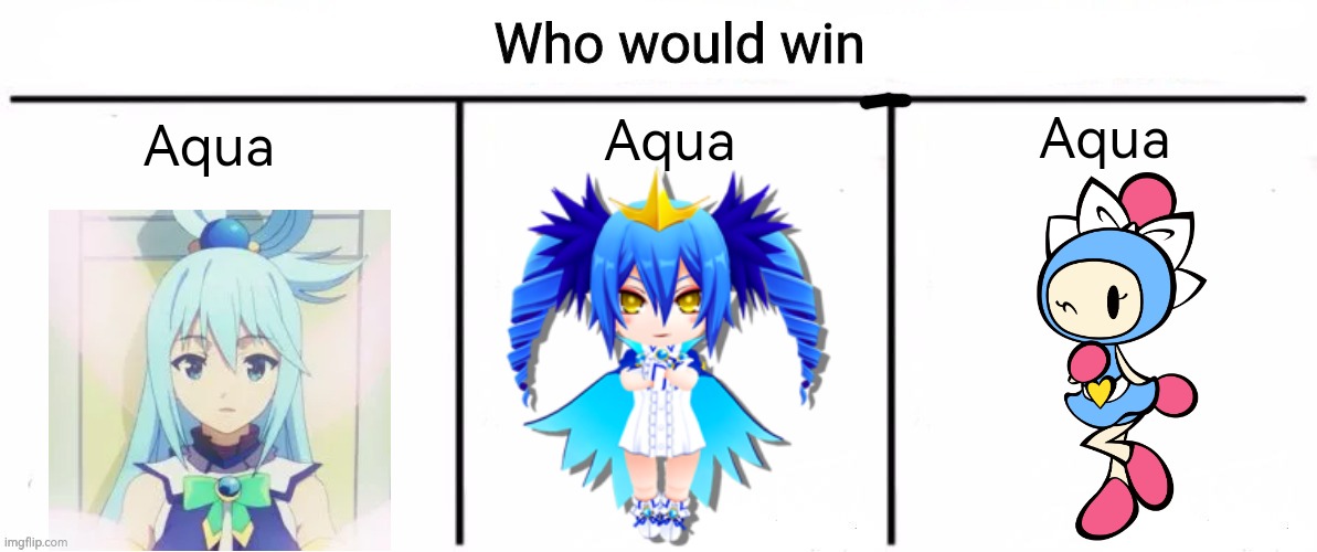 This looks hard! | Aqua; Aqua; Aqua | image tagged in 3x who would win | made w/ Imgflip meme maker