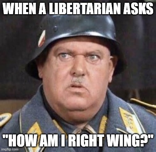 Shultz | WHEN A LIBERTARIAN ASKS; "HOW AM I RIGHT WING?" | image tagged in shultz | made w/ Imgflip meme maker