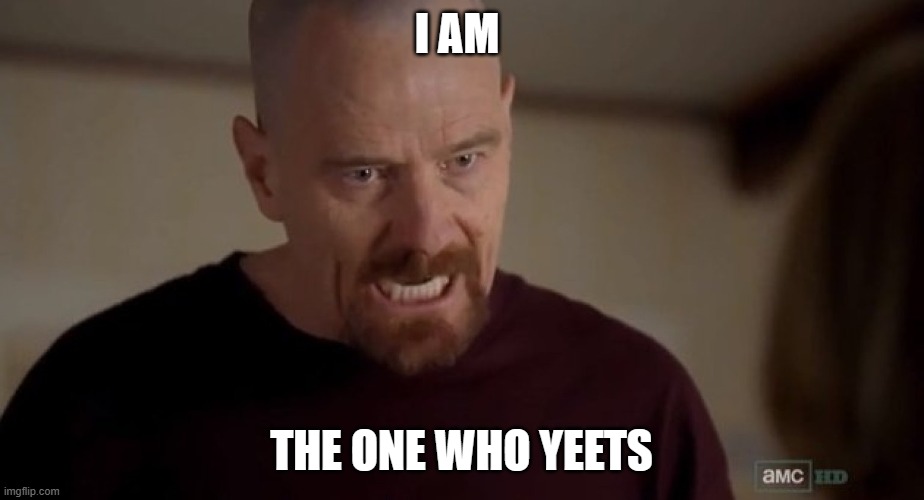 *Yeets children casually* | I AM; THE ONE WHO YEETS | image tagged in i am the one who knocks | made w/ Imgflip meme maker