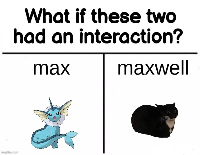 What if these two had an interaction? | max; maxwell | image tagged in what if these two had an interaction | made w/ Imgflip meme maker