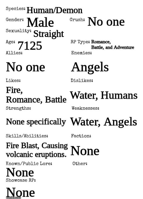 My Character's Stats Blank Meme Template