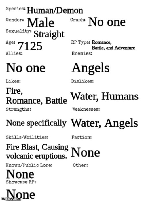 My Character's Stats | image tagged in my character's stats | made w/ Imgflip meme maker