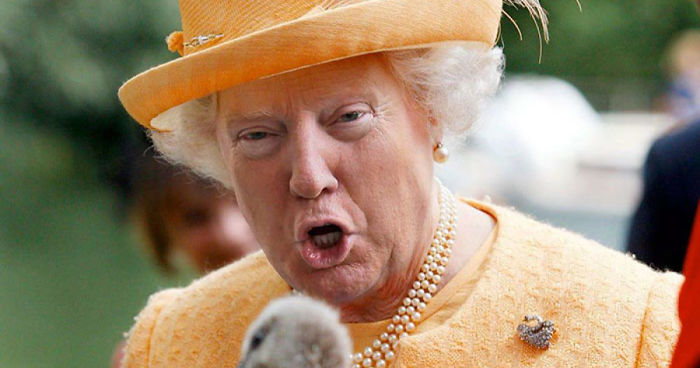 Donald Trump photoshopped onto Queen Elizabeth II Blank Meme Template