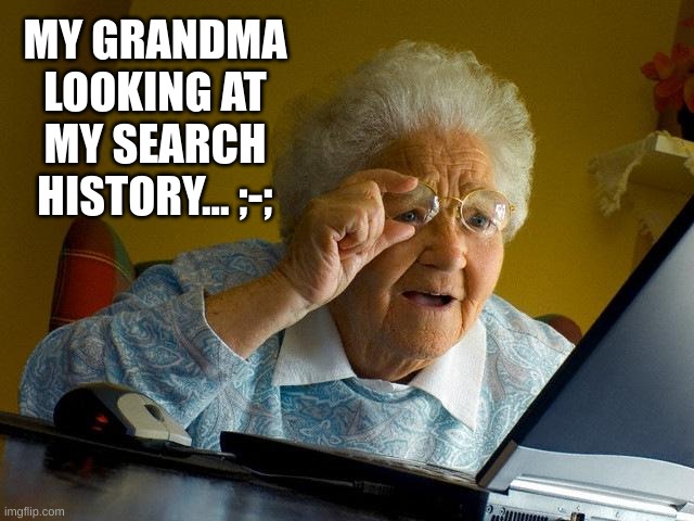 uh oh... | MY GRANDMA LOOKING AT MY SEARCH HISTORY... ;-; | image tagged in memes,grandma finds my search history | made w/ Imgflip meme maker