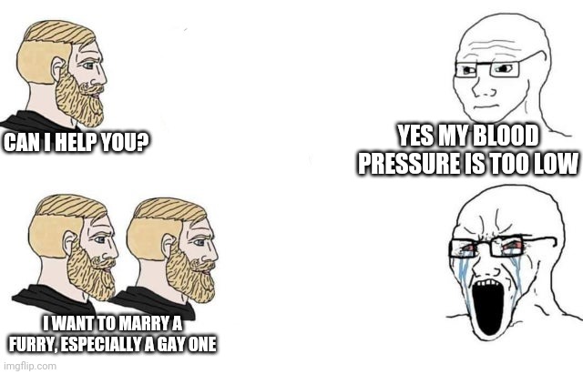 6000-6879 days | YES MY BLOOD PRESSURE IS TOO LOW; CAN I HELP YOU? I WANT TO MARRY A FURRY, ESPECIALLY A GAY ONE | image tagged in watch me trigger him | made w/ Imgflip meme maker