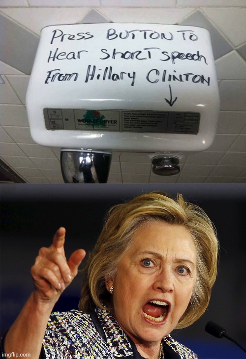 *presses the button* | image tagged in hillary clinton,button,politics,memes,buttons,speech | made w/ Imgflip meme maker