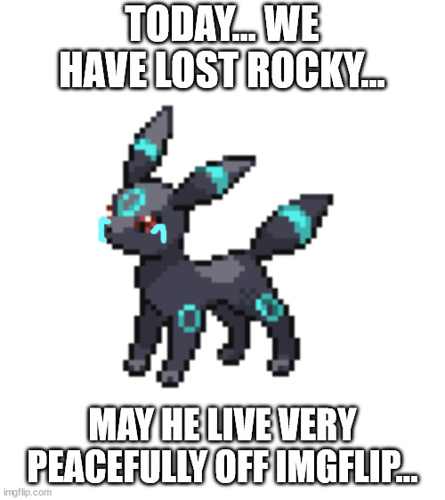 rest in peace... | TODAY... WE HAVE LOST ROCKY... MAY HE LIVE VERY PEACEFULLY OFF IMGFLIP... | made w/ Imgflip meme maker