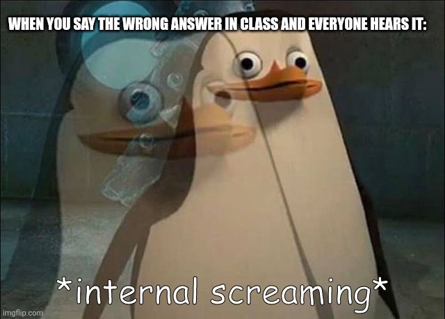 Toe | WHEN YOU SAY THE WRONG ANSWER IN CLASS AND EVERYONE HEARS IT: | image tagged in private internal screaming | made w/ Imgflip meme maker